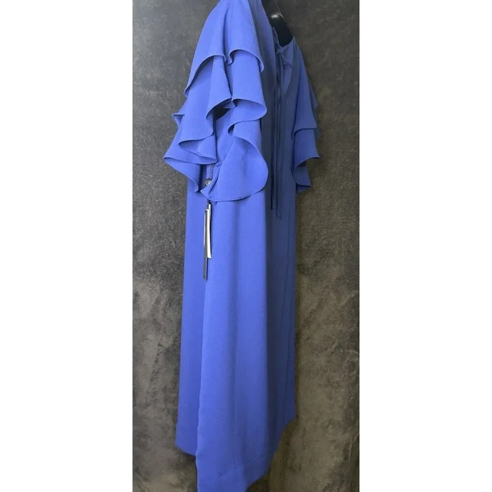 Adrianna Papell Womens Blue Ruffle Sleeve Short Shift Dress Size 4 NWT - Picture 9 of 10